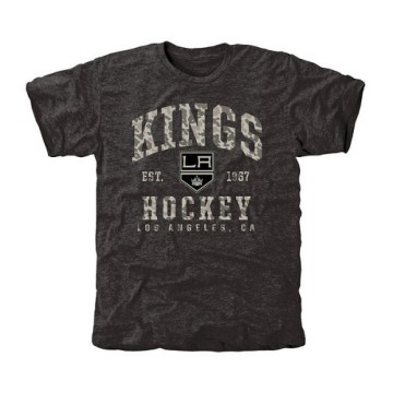 Men's Los Angeles Kings Camo Stack Tri-Blend T-Shirt - Black