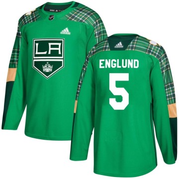 Authentic Adidas Men's Andreas Englund Los Angeles Kings St. Patrick's Day Practice Jersey - Green