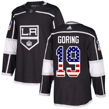 Authentic Adidas Men's Butch Goring Los Angeles Kings USA Flag Fashion Jersey - Black