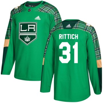 Authentic Adidas Men's David Rittich Los Angeles Kings St. Patrick's Day Practice Jersey - Green