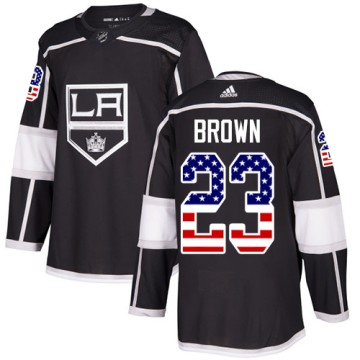 Authentic Adidas Men's Dustin Brown Los Angeles Kings USA Flag Fashion Jersey - Black