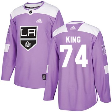Authentic Adidas Men's Dwight King Los Angeles Kings Fights Cancer Practice Jersey - Purple