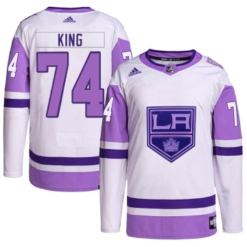 Authentic Adidas Men's Dwight King Los Angeles Kings Hockey Fights Cancer Primegreen Jersey - White/Purple