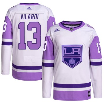 Authentic Adidas Men's Gabriel Vilardi Los Angeles Kings Hockey Fights Cancer Primegreen Jersey - White/Purple