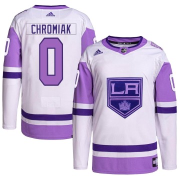 Authentic Adidas Men's Martin Chromiak Los Angeles Kings Hockey Fights Cancer Primegreen Jersey - White/Purple