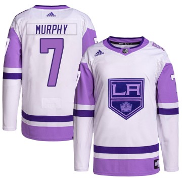 Authentic Adidas Men's Mike Murphy Los Angeles Kings Hockey Fights Cancer Primegreen Jersey - White/Purple