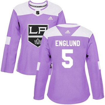 Authentic Adidas Women's Andreas Englund Los Angeles Kings Fights Cancer Practice Jersey - Purple