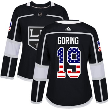 Authentic Adidas Women's Butch Goring Los Angeles Kings USA Flag Fashion Jersey - Black