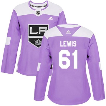 Authentic Adidas Women's Trevor Lewis Los Angeles Kings Fights Cancer Practice Jersey - Purple