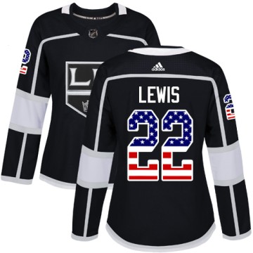 Authentic Adidas Women's Trevor Lewis Los Angeles Kings USA Flag Fashion Jersey - Black