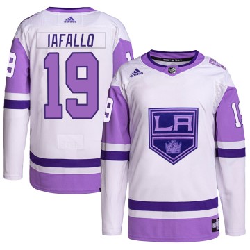 Authentic Adidas Youth Alex Iafallo Los Angeles Kings Hockey Fights Cancer Primegreen Jersey - White/Purple