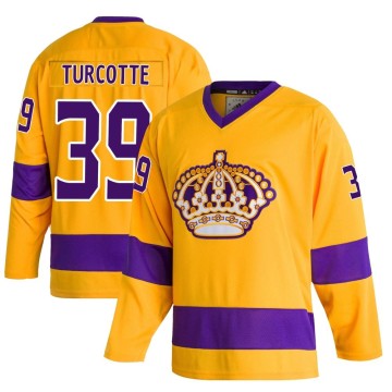 Authentic Adidas Youth Alex Turcotte Los Angeles Kings Classics Jersey - Gold