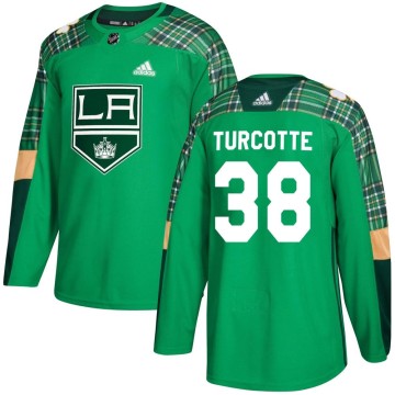 Authentic Adidas Youth Alex Turcotte Los Angeles Kings St. Patrick's Day Practice Jersey - Green