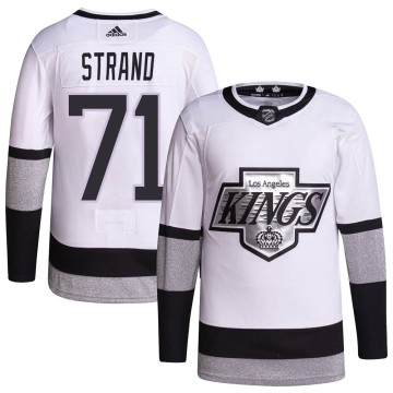 Authentic Adidas Youth Austin Strand Los Angeles Kings 2021/22 Alternate Primegreen Pro Player Jersey - White
