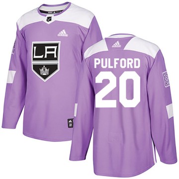 Authentic Adidas Youth Bob Pulford Los Angeles Kings Fights Cancer Practice Jersey - Purple