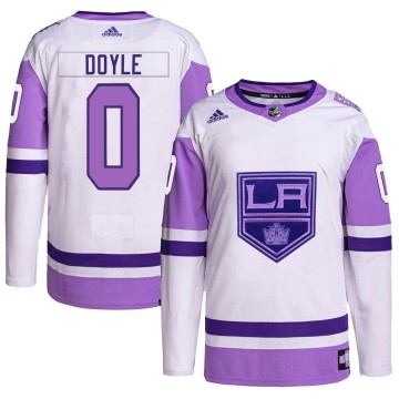 Authentic Adidas Youth Braden Doyle Los Angeles Kings Hockey Fights Cancer Primegreen Jersey - White/Purple