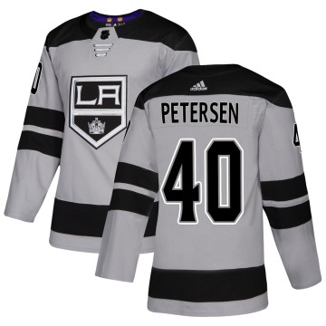 Authentic Adidas Youth Cal Petersen Los Angeles Kings Alternate Jersey - Gray
