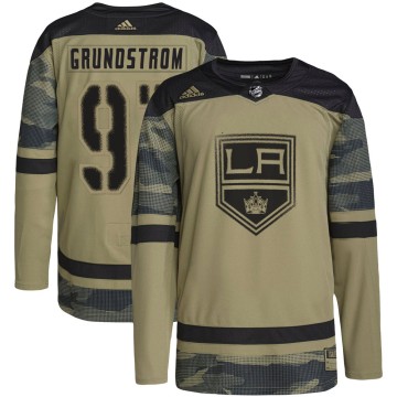 Authentic Adidas Youth Carl Grundstrom Los Angeles Kings Military Appreciation Practice Jersey - Camo