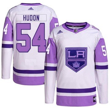 Authentic Adidas Youth Charles Hudon Los Angeles Kings Hockey Fights Cancer Primegreen Jersey - White/Purple