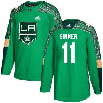 Authentic Adidas Youth Charlie Simmer Los Angeles Kings St. Patrick's Day Practice Jersey - Green