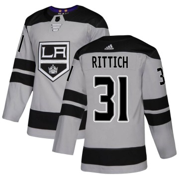 Authentic Adidas Youth David Rittich Los Angeles Kings Alternate Jersey - Gray