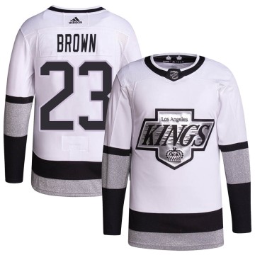 Authentic Adidas Youth Dustin Brown Los Angeles Kings 2021/22 Alternate Primegreen Pro Player Jersey - White