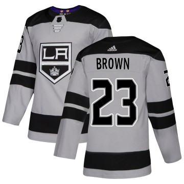 Authentic Adidas Youth Dustin Brown Los Angeles Kings Gray Alternate Jersey - Brown