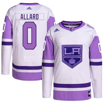 Authentic Adidas Youth Frederic Allard Los Angeles Kings Hockey Fights Cancer Primegreen Jersey - White/Purple