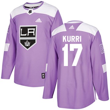 Authentic Adidas Youth Jari Kurri Los Angeles Kings Fights Cancer Practice Jersey - Purple