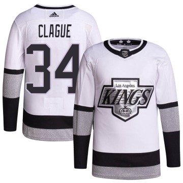 Authentic Adidas Youth Kale Clague Los Angeles Kings 2021/22 Alternate Primegreen Pro Player Jersey - White