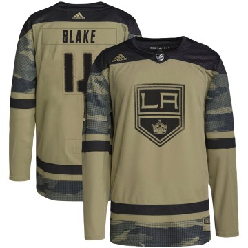 Authentic Adidas Youth Rob Blake Los Angeles Kings Military Appreciation Practice Jersey - Camo