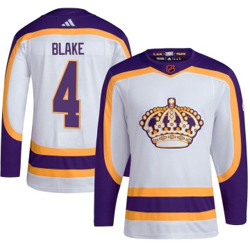 Authentic Adidas Youth Rob Blake Los Angeles Kings Reverse Retro 2.0 Jersey - White