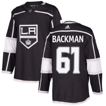 Authentic Adidas Youth Sean Backman Los Angeles Kings Home Jersey - Black