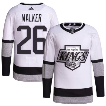 Authentic Adidas Youth Sean Walker Los Angeles Kings 2021/22 Alternate Primegreen Pro Player Jersey - White