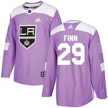 Authentic Adidas Youth Steven Finn Los Angeles Kings Fights Cancer Practice Jersey - Purple