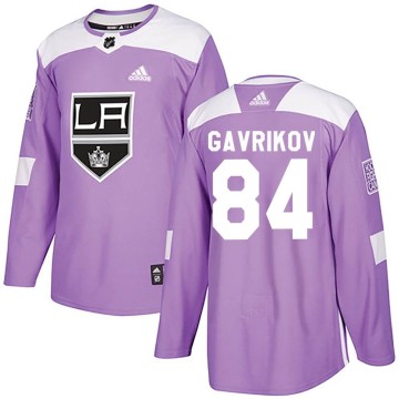 Authentic Adidas Youth Vladislav Gavrikov Los Angeles Kings Fights Cancer Practice Jersey - Purple