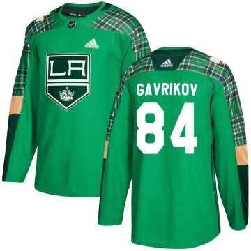 Authentic Adidas Youth Vladislav Gavrikov Los Angeles Kings St. Patrick's Day Practice Jersey - Green