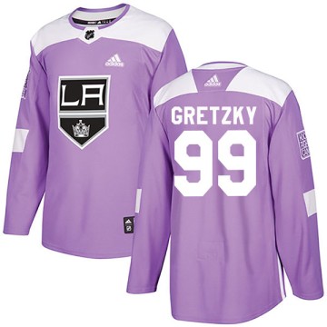 Authentic Adidas Youth Wayne Gretzky Los Angeles Kings Fights Cancer Practice Jersey - Purple