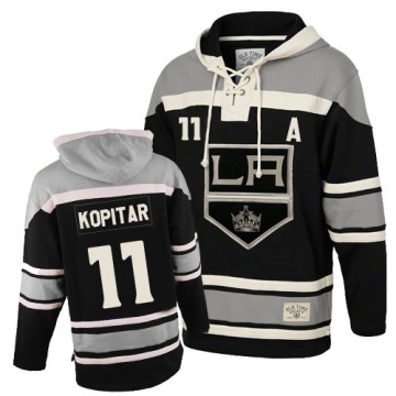 Authentic Youth Anze Kopitar Los Angeles Kings Old Time Hockey Sawyer Hooded Sweatshirt - Black